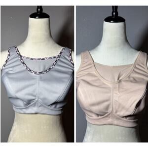 Glamorise Women's Sport Bra 36F Bundle of 2 Sports Wirelesss No Wire Support Bra